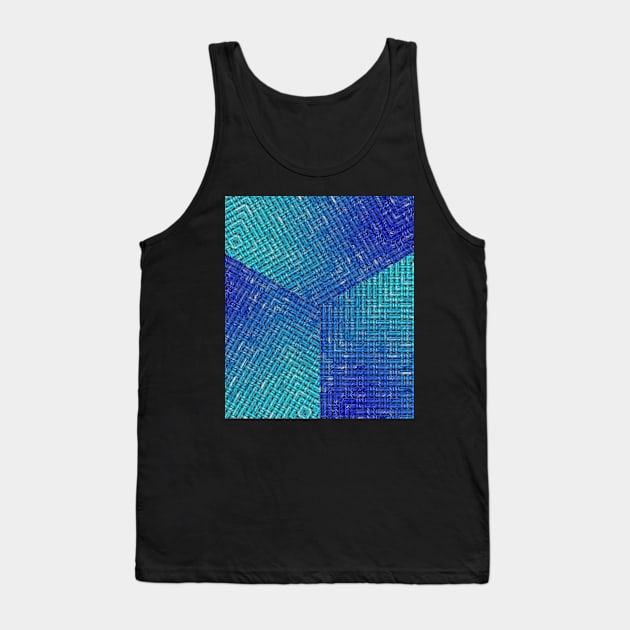 three cuttings of 3D abstract blue pattern in the style of lattice characters It's like a braided Tank Top by Hujer